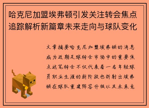 哈克尼加盟埃弗顿引发关注转会焦点追踪解析新篇章未来走向与球队变化